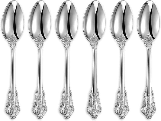 KEAWELL Luxurious 5.1-Inch Espresso Spoons Set - 6 Pieces - Mini Coffee Spoon, 18/10 Stainless Steel - Gorgeous Design with Exceptional Mirror Polished Finish (Silver)