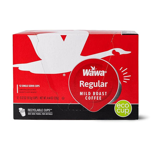 Wawa Mild Roast Single Cup Coffee Pods, 12 Pods, 1 Box, Regular Smooth & Balanced Classic Blend, Single Serve, Slightly Sweet, 100% More Responsibly Sourced from Rainforest Alliance Certified Farms