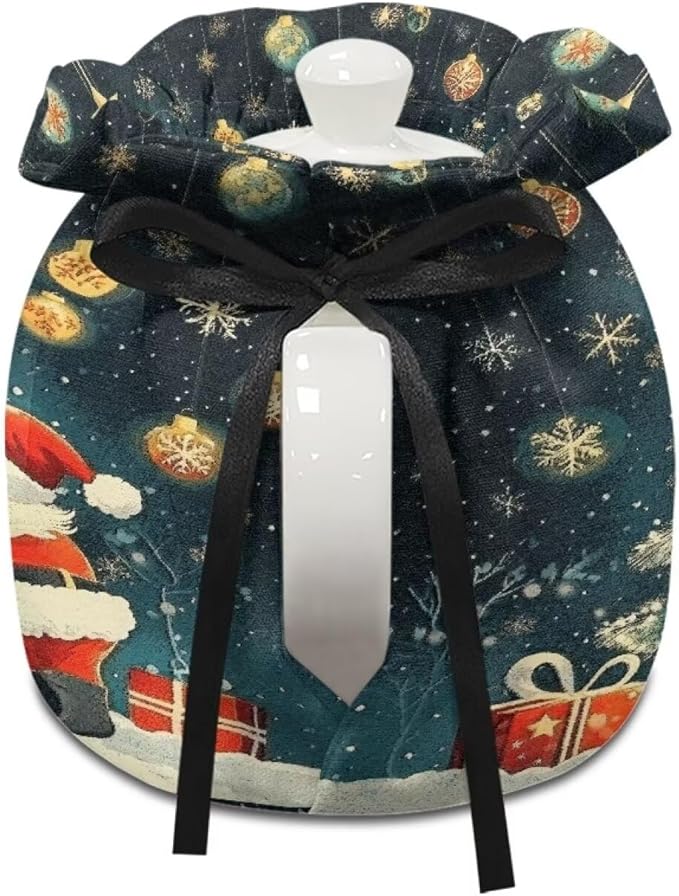 Tree and Santa Claus Tea Cozy for Teapot Insulated Tea Cosy for Teapot Kitchen Home Decorative Accessories Tea Pot Cozy for Keeping Warm Table Hotel Tea Party Restaurant