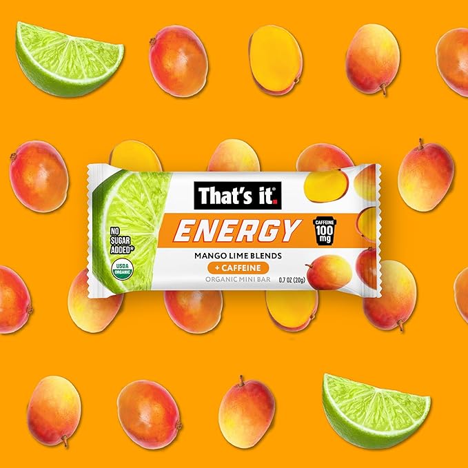 That?™s it. Mango Lime Energy Mini Bars | 100mg Natural Caffeine |Mango Lime| Allergy-Friendly, Nut Free, Organic, Non-GMO, Gluten-Free Snacks | 15 Count