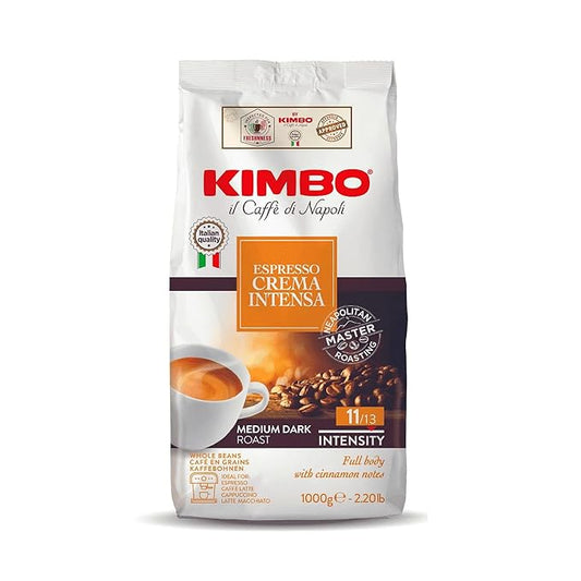 Kimbo Espresso Crema Intensa Whole Bean Coffee | Medium Dark Roast | 11/13 Intensity | Blended & Roasted in Italy | Full Body with Cinnamon Notes | 2.2 Lbs bag