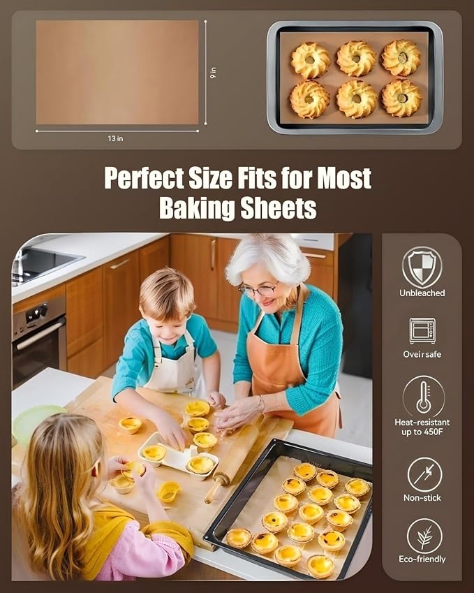 300PCS Parchment Paper Baking Sheets, 9x13 Inch,Non-Stick Precut Baking Parchment,Heavy Duty Unbleached Parchment Paper for Air Fryer, Oven, Bakeware, Steaming, Cooking Bread, Cupcake, Cookies