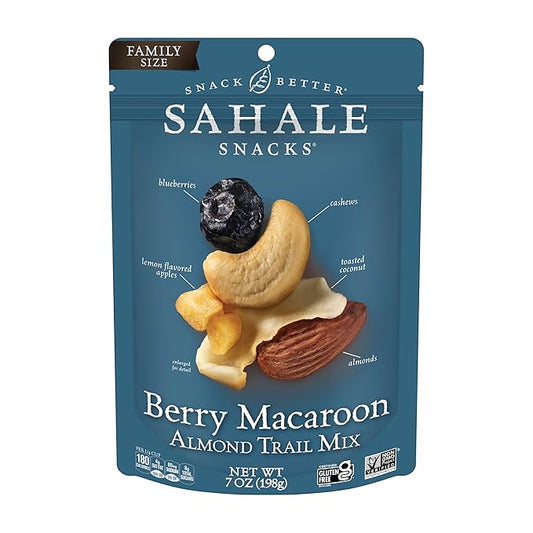 Sahale Snacks Berry Macaroon Almond Trail Mix, 7 oz Pouches (1 Pack) - Dry-Roasted Deluxe Mixed Nuts - Coconut, Blueberries & Apples - Non-GMO, Kosher Trail Mix & Certified Gluten-Free Snacks