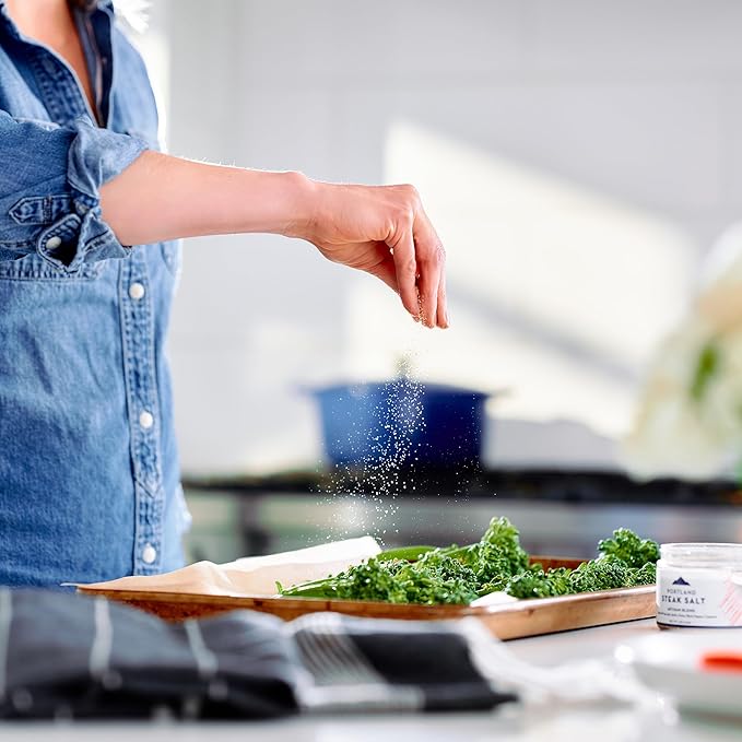 Portland Salt Co. Steak Salt & Spice Blend ??SPG Seasoning - Savory Mix of Sea Salt, Pepper & Garlic - Signature All-Purpose Gourmet Rub - Non-GMO, 4 Oz (Pack of 1)