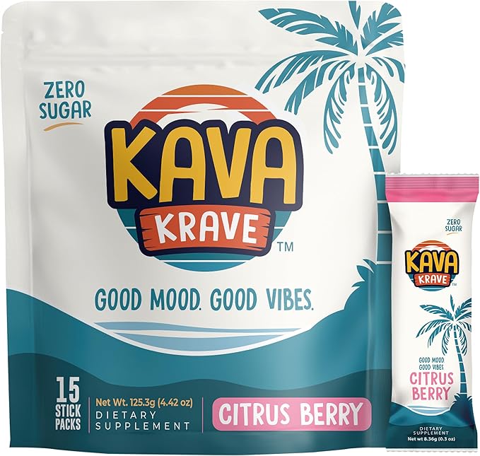Citrus Berry Kava Drink Mix ??15 Pack for Natural Energy, Mood Support, Stress Relief & Nootropic Focus