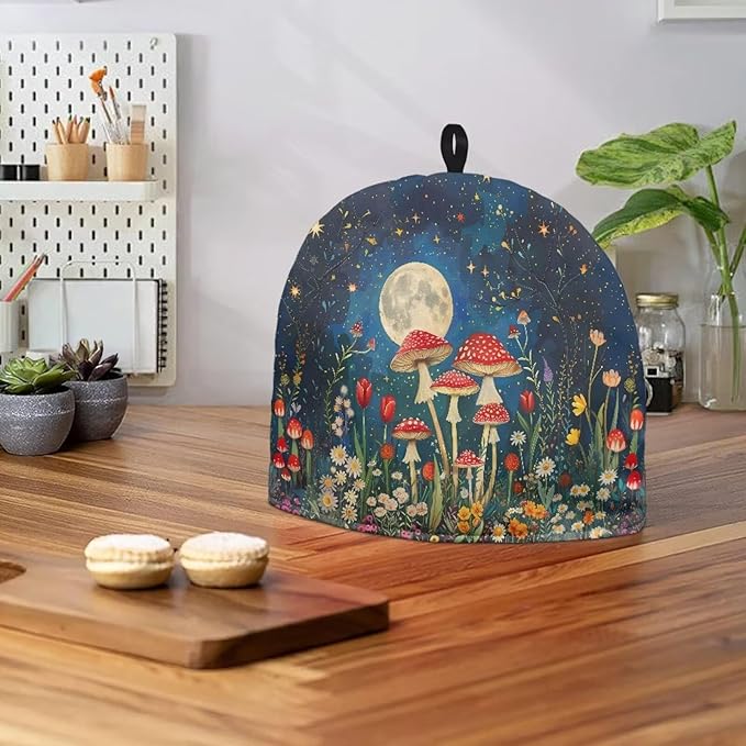 Tea Cozy Red Mushroom Print Creative Insulated Tea Cosy Extra Thick Home Kitchen Decoration Creative Gifts Dust Teapot Cover Kitchen Accessories for Travel
