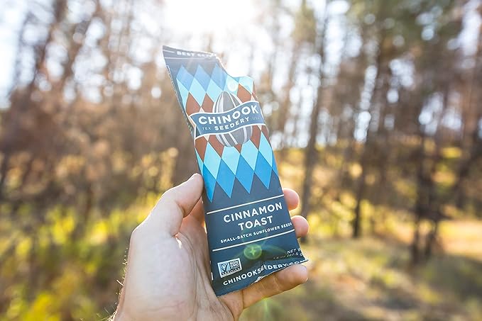 Chinook Seedery Roasted Sunflower Seeds to Eat - 1.5 oz (Pack of 36) Cinnamon Toast - Jumbo Low Sodium Sunflower Seeds Keto Snacks - Adventure, Baseball, School Snacks - Gluten Free, Non GMO Snacks