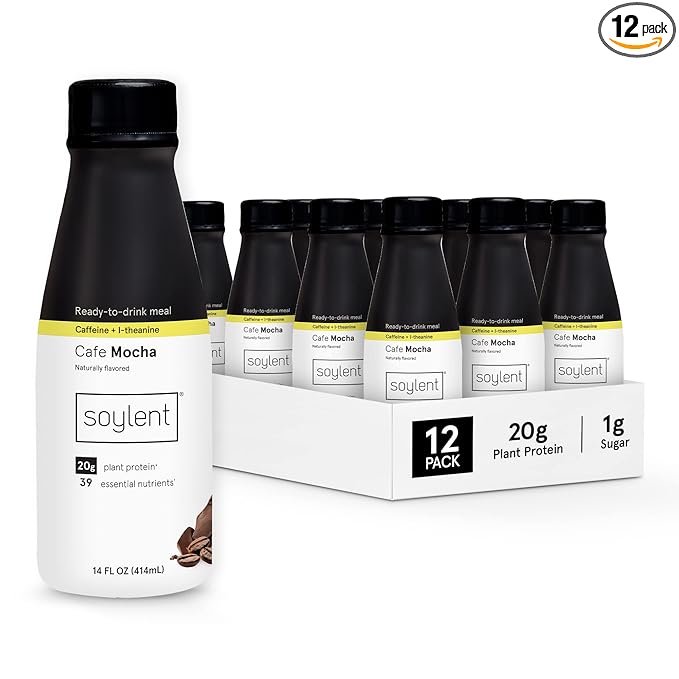 Soylent Complete Coffee Meal Replacement Shake, Cafe Mocha, Ready-to-Drink Plant Based Caffeinated