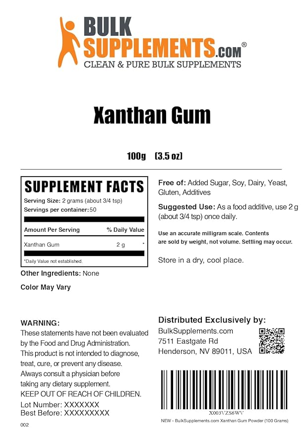 BulkSupplements.com Xanthan Gum Powder - Xanthan Gum Thickener, Xanthan Gum for Baking - Xanthan Gum Gluten Free, Food Grade, 2g per Serving, 100g (3.5 oz) (Pack of 1)