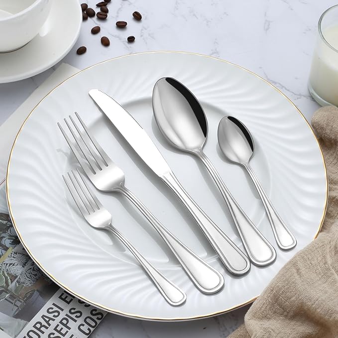 BEWOS 24-Piece Teaspoons - Tea Spoons/Coffee Spoon, 6.3-Inch Stainless Steel Silverware, Teaspoons Silverware, Small Spoons,Spoon for Hot Tea, Teaspoon Mirror Polished & Dishwasher Safe