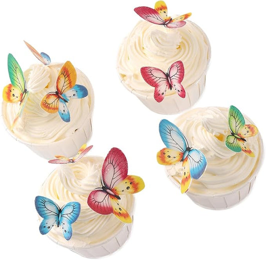 YOcity 40pcs Mix Color Edible Wafer Paper Butterfly Cake Toppers for Wedding, Birthday, Baby Shower & Special Occasions