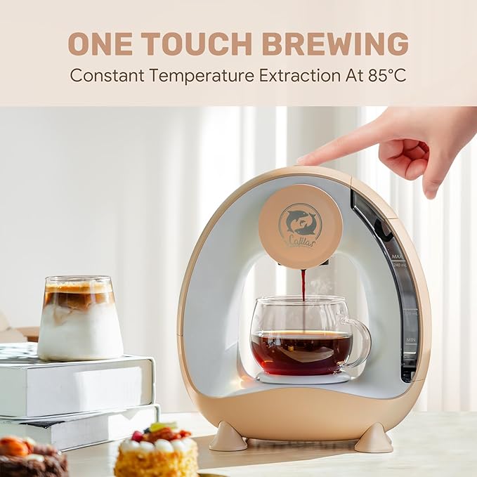 Single Serve Coffee Maker,Fast Brew in 2 minutes,Stylish竊낧ompact Design,MINI Q 2 IN 1 Coffee Machines for K*cup Capsules & Ground Coffee, Champagne Coffee maker
