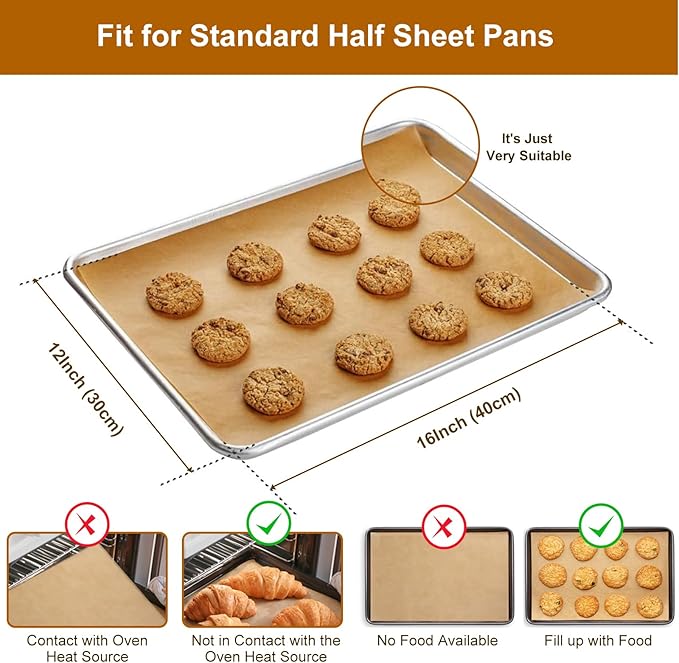 O2frepak Parchment Paper Baking Sheets 300 PCS 12"x16" Pre Cut Non-Stick Baking Tray Mat,Oil Resistant and Waterproof Baking Paper,Fit for Food Baking,Cooking,Grilling,Air Fryer and Steaming