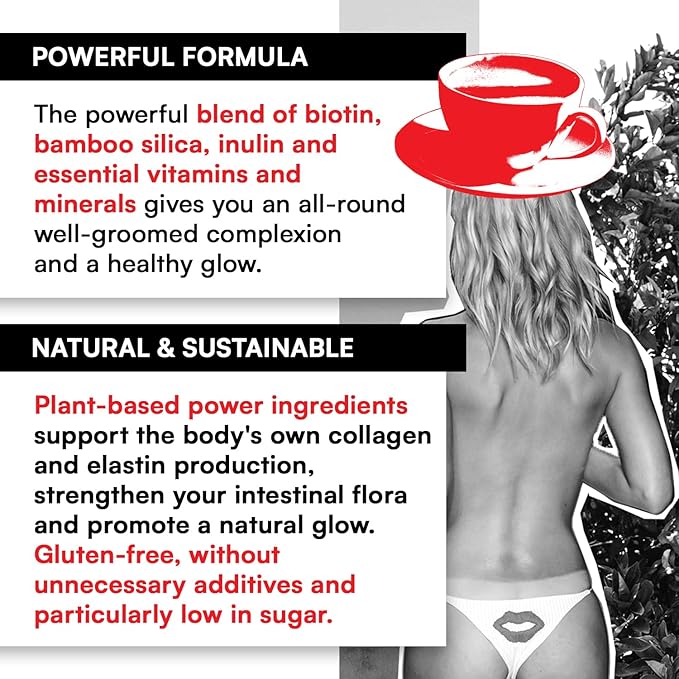 Beauty & Glow (11 servings) - Instant Coffee - Prebiotic Coffee with Biotin, vegan Collagen & Coconut Oil - Superfood Cappuccino by Superitalia - official partner of Hyrox - Made in Italy