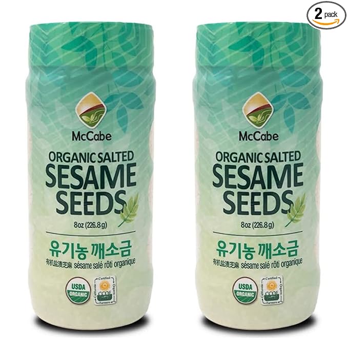 McCabe Organic Salted Sesame, 8oz (2 Packs), USDA Organic Certified, CCOF Certified Organic, Roasted & Packed in USA