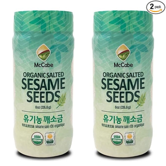 McCabe Organic Salted Sesame, 8oz (2 Packs), USDA Organic Certified, CCOF Certified Organic, Roasted & Packed in USA