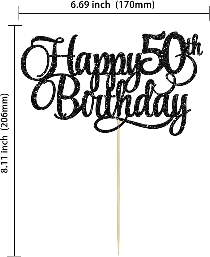 1 Pack Happy 50th Birthday Cake Topper Gold Glitter Number 50 Fifty Years Old Birthday Cake Pick Decoration For 50th Birthday Celebrating Anniversary Party Supplies