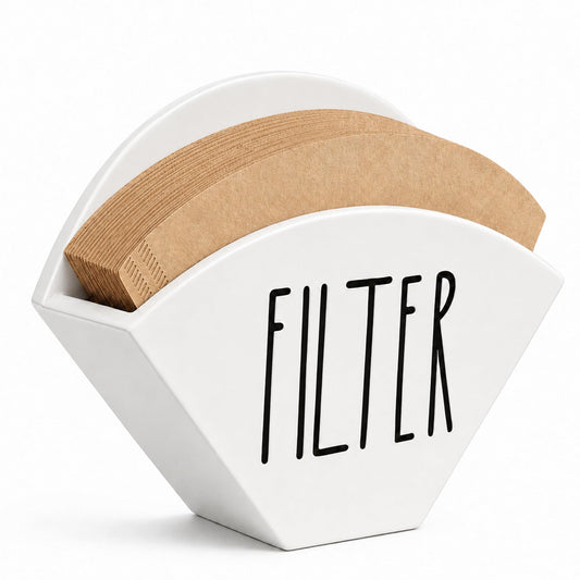 CHONIC Wood Coffee Filter Holder, Farmhouse Cone Filter Storage Organizer, Wall Mount Coffee Bar &