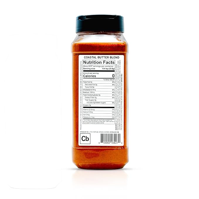 Spiceology ??Coastal Butter Seasoning ??Savory Seafood Spice Blend with Butter Powder, Lemon, Garlic & Paprika ??Ideal for Grilled Fish, Shellfish, Vegetables & Corn on the Cob ??18 oz