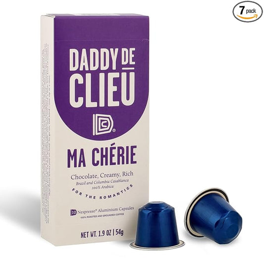 Daddy De Clieu Ma Chérie Coffee Pods (Rich & Chocolatey, Brazil & Columbia Casablanca, 100% Arabica Blend), Compatible with Nespresso Original Line Machines, Recyclable Aluminum Capsules, 70 Count