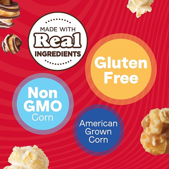 Popcornopolis Gourmet Popcorn Mini Cones Variety Pack ??10 Each of Zebra, Cheddar Cheese, Caramel & Kettle Corn Popcorn, Great for Gifting, Parties & Snacks, (40-Count Case)