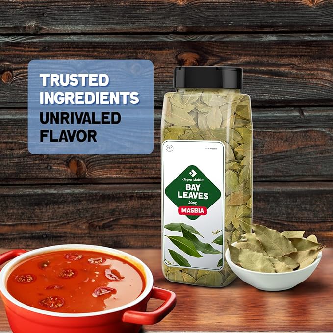 Dependable Foods Bay Leaves – 2 oz. Jar - 100% Natural, Non-GMO, Salt-Free | Kosher, Allergen-Free | Nature’s Aroma