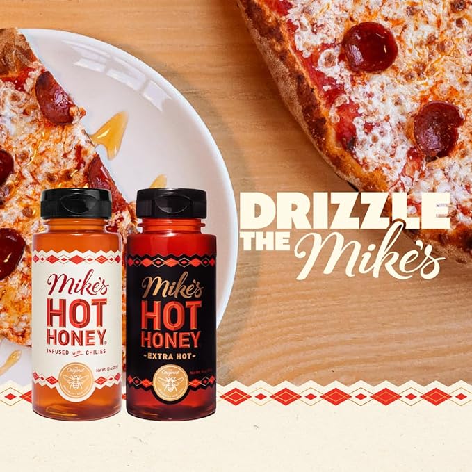 Mike's Hot Honey, Original & Extra Hot, America's #1 Spicy Honey with Chili Peppers, Gluten-Free, Paleo-Friendly, (10oz Bottle, 2 Pack)