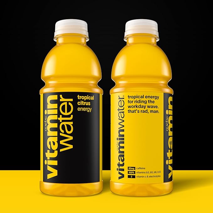 vitaminwater Energy Tropical Citrus Nutrient Enhanced Flavored Water Beverage, 20 fl oz Bottles, 12 Pack