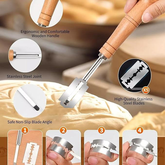 Sourdough Bread Baking Supplies - Banneton Bread Proofing Basket Set of 2, Banneton Basket 9 Inch Round Proofing Baskets Sourdough Starter Kit for Making Baking Fermentation