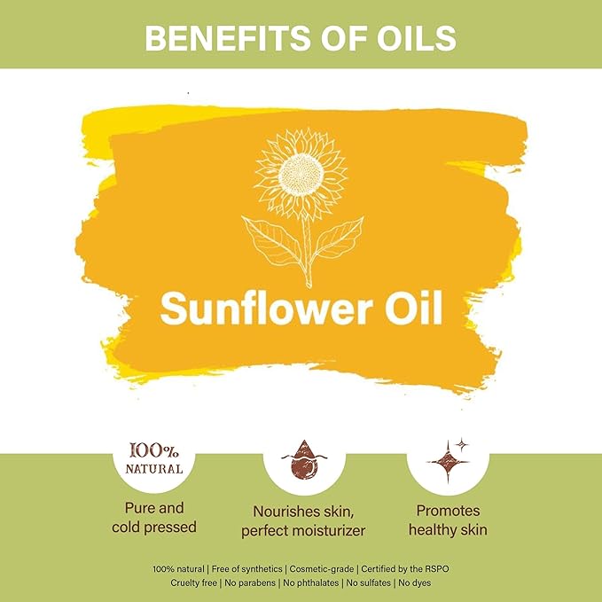 Sunflower Oil (16 oz) for Soap Making ??Premium 100% Pure and Natural Carrier Oil for Essential Oils, Skin Care, Hair and Body Oil, Moisturizing Massage Oil for Aromatherapy