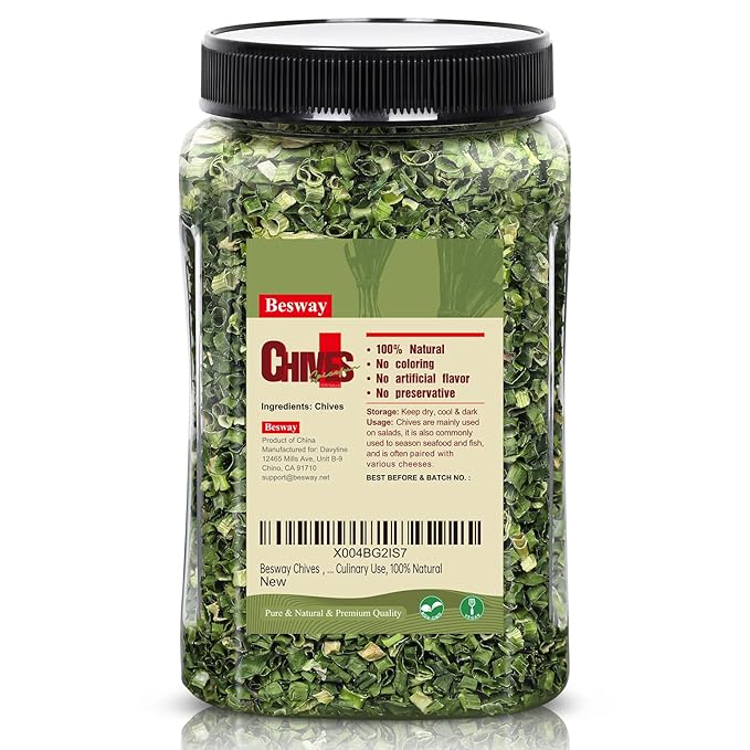 Besway Chives 3.5 oz(100g), Premium Dried Green Chives - Perfectly Chopped for Culinary Use, 100% Natural