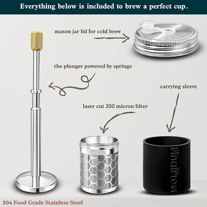 Original Coffee & Tea Maker ??Portable Stainless Steel Micro French Press ??Patented 3-in-1 Technology for Hot, Iced & Cold Brew ??Perfect for Home, Camping & Travel (UPGRADED V2)