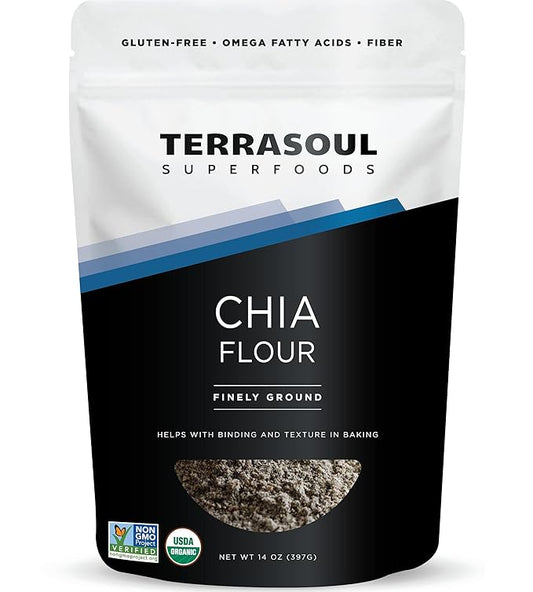 Terrasoul Superfoods Organic Chia Flour, 14oz ??Cold-Milled, Plant-Based Superfood for Smoothies, Baking & More