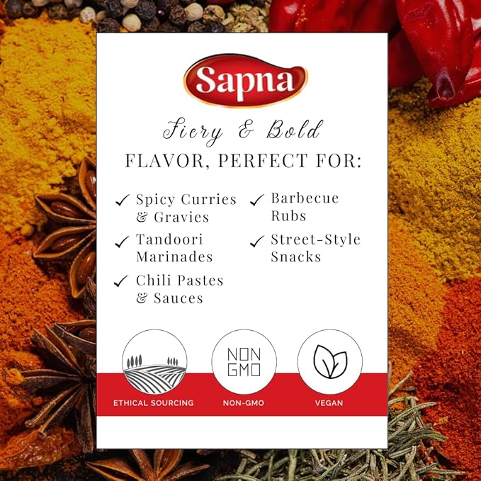 Sapna Chili Powder, 14 OZ, Extra Hot, Premium Authentic Spice, All Natural