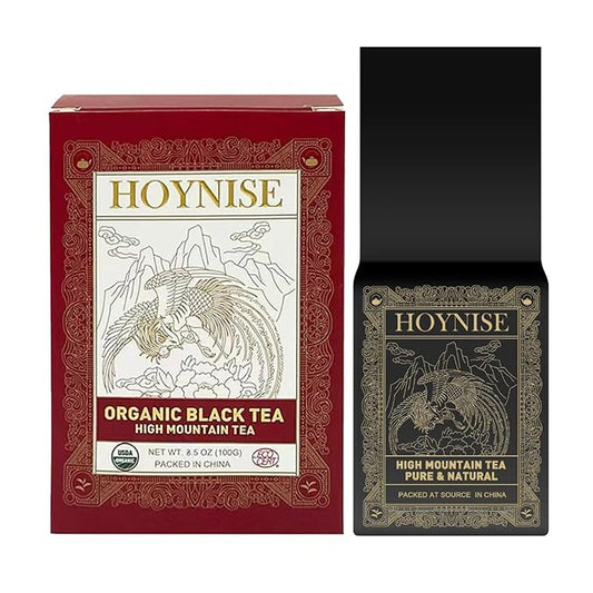 HOYNISE - USDA Organic Black Tea Loose Leaf - Yunnan Dianhong Black Tea - Organic Breakfast Tea - Zero Artificial Flavorings & Additives - High Mountain Grown, 100g/3.5oz
