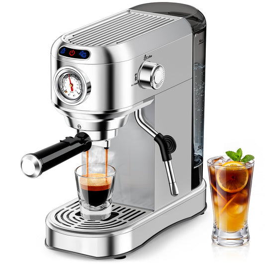 AERCANA Espresso Machine 20 Bar, Compact Espresso Coffee Machine with Milk Frother, Stainless Steel