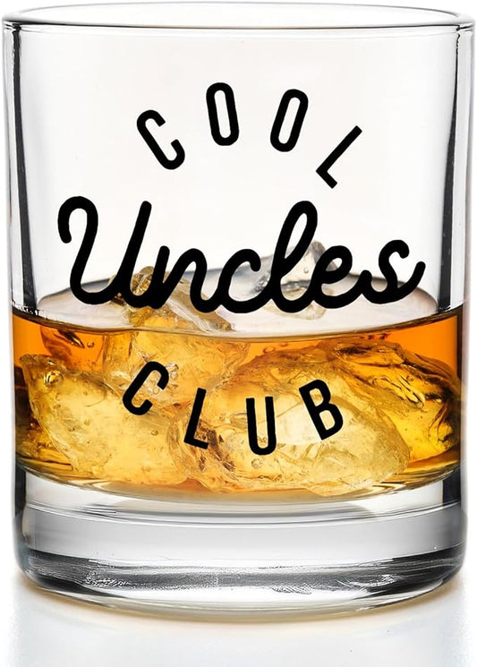 Funny Uncle Whiskey Glasses 10 oz, Uncle Gifts for Birthday Christmas from Niece Nephew, Cool Uncles Club Old Fashioned Rocks Glasses for Drinking Scotch Bourbon Cocktail Liquor Vodka