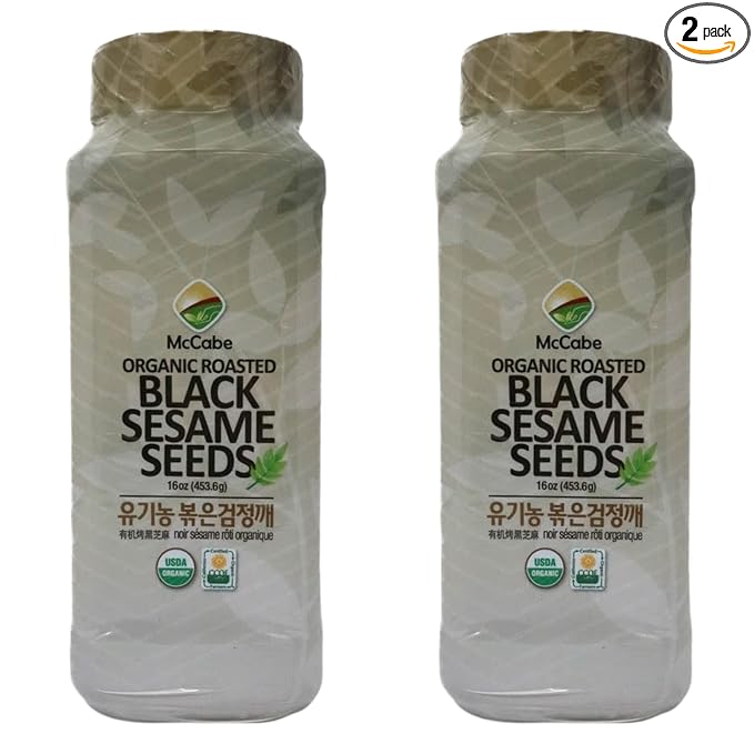 McCabe Organic Roasted Black Sesame, 1 lb (16 oz) (2 Packs), USDA Organic Certified, CCOF Certified Organic, Roasted & Packed in USA