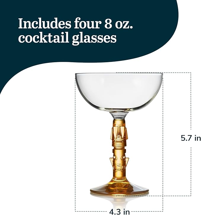 Libbey Tiki Coupe Cocktail Glasses, 8.5-ounce, Set of 4