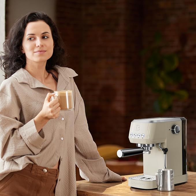 CASABREWS 3700 Essential Espresso Machine 20 Bar, Stainless Steel Coffee Maker with Steam Milk Frother, Espresso Coffee Machine Cappuccino Latte Machine with 43.9oz Removable Water Tank, Creamy