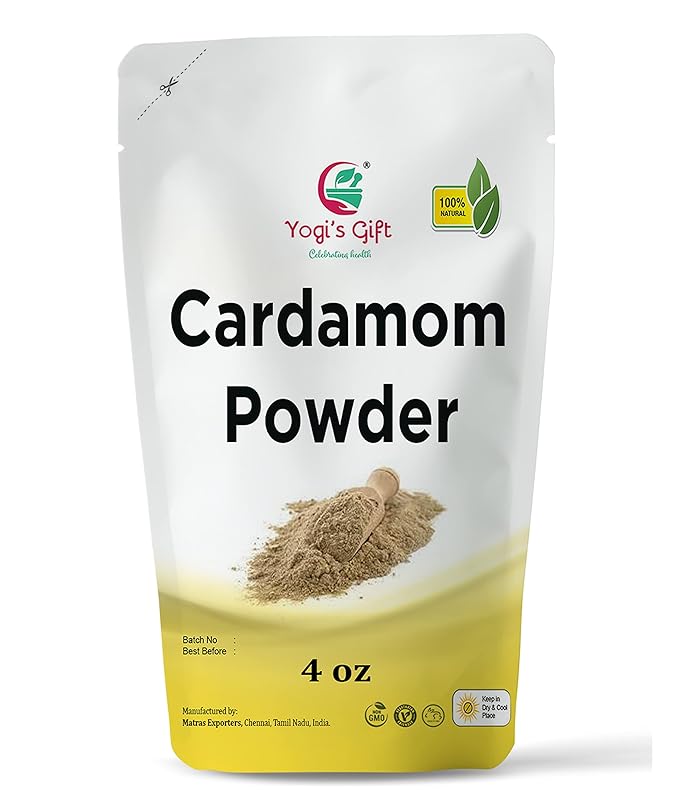 Cardamom powder 4 Oz | Fresh, Aromatic and Flavourful ground cardamom | Cardamom ground spice | aka Elaichi, Cardamon | by Yogi's Gift®