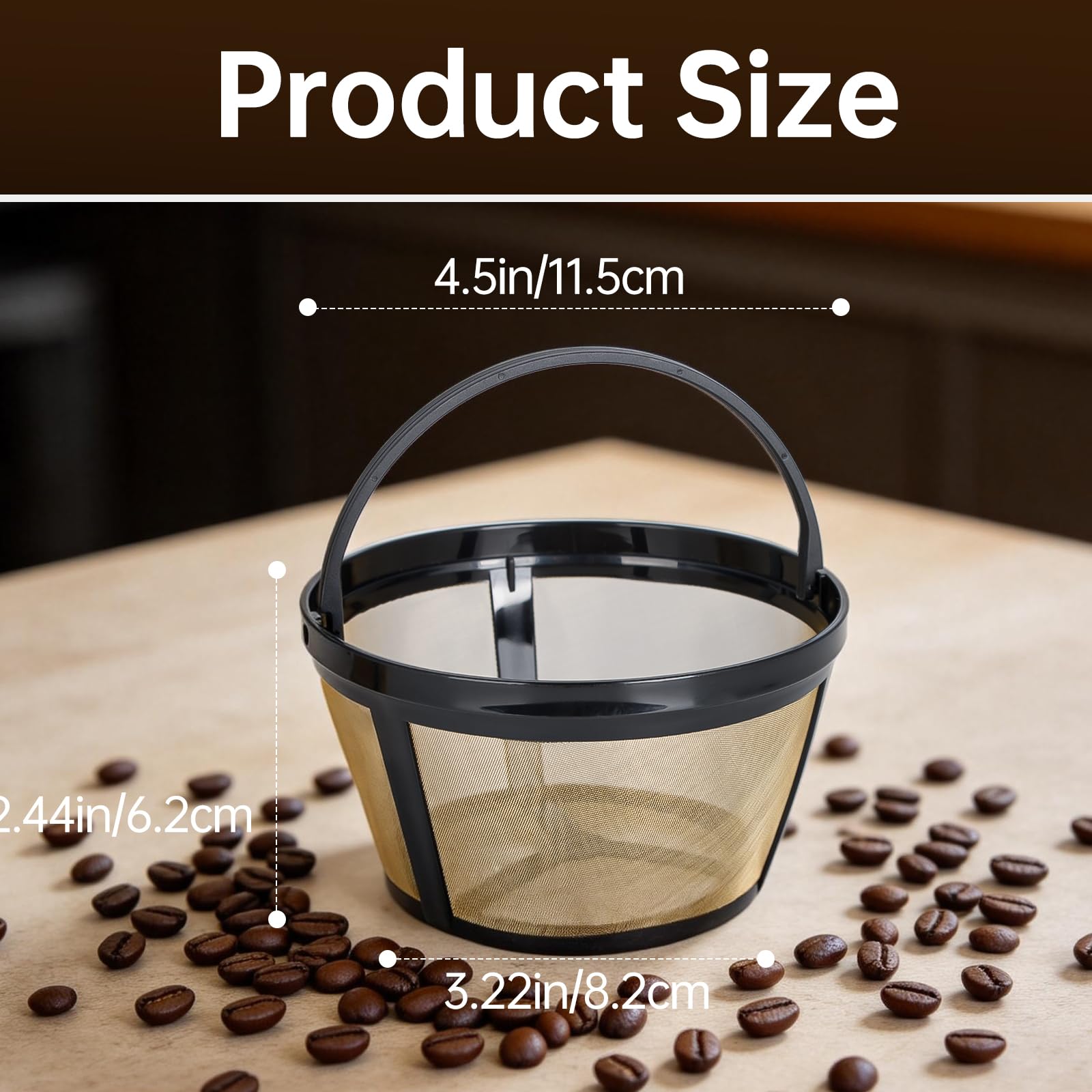 Coffee Filter 8-12 Cup Compatible with Black and Decker 12 Cup Coffee Makers, Reusable Basket