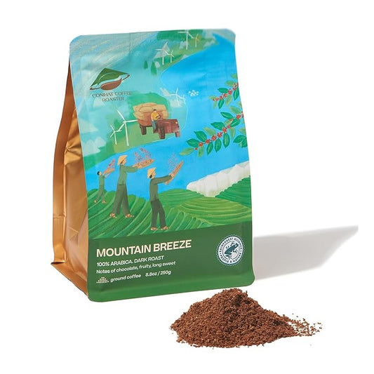 Conihat Ground Coffee - 100% Vietnam Premium Arabica, Dark Roast, Chocolate & Fruity Notes, Sweet Finish, Low Acid, Single Origin, Hand-Picked, 8.8 Oz Bag