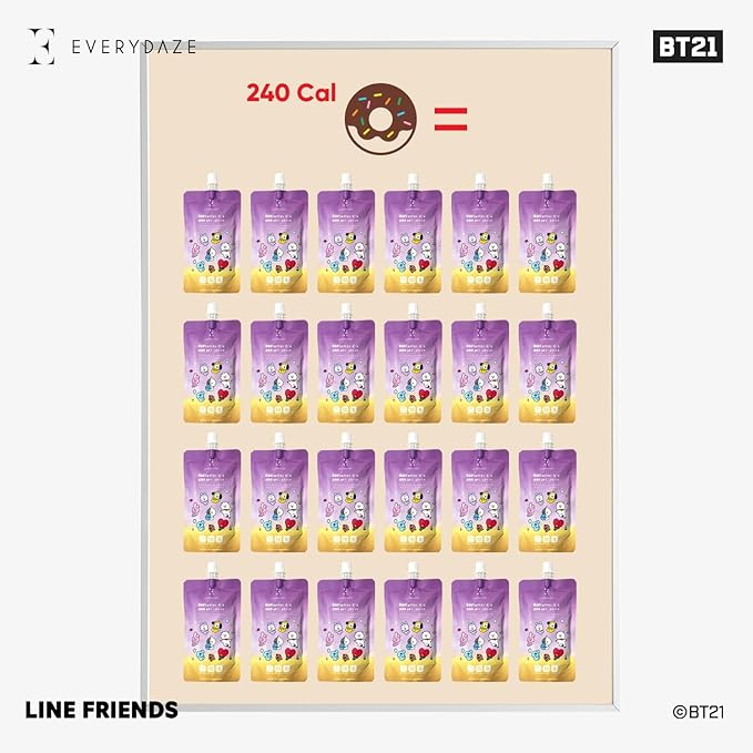 EVERYDAZE BT21 Essential C?셲 Konjac Jelly | Korean Pear | Vegan Collagen Peptides and Vitamin C | Gluten Free, Sugar Free, Low Calorie | Healthy Drinkable Fruit Snack | 10 Pack Box Food Drink Pouch
