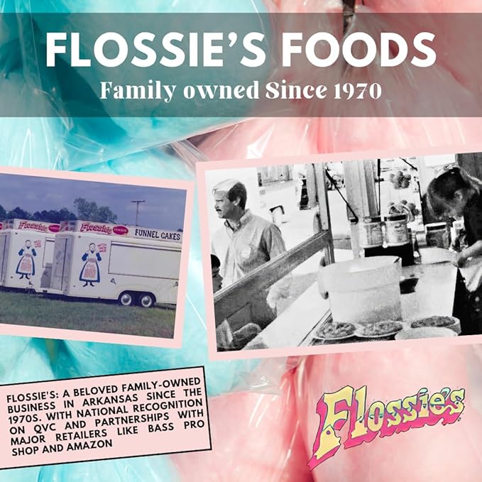 Flossie???Famous Funnel Cake Mix, 24 oz ??Resealable & Reusable Packaging, Make Authentic Carnival Funnel Cakes at Home, Just Add Water, Delicious Cake Mix