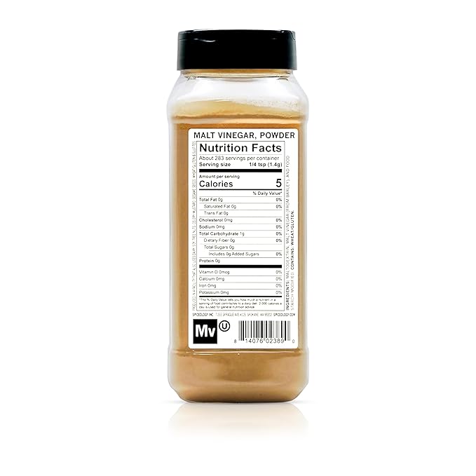 Spiceology – Malt Vinegar Powder – Tangy, Fermented Flavor for Fries, Rubs, Chips & Snack Seasonings – Use in Dips, Marinades & British-Style Dishes – 14 oz