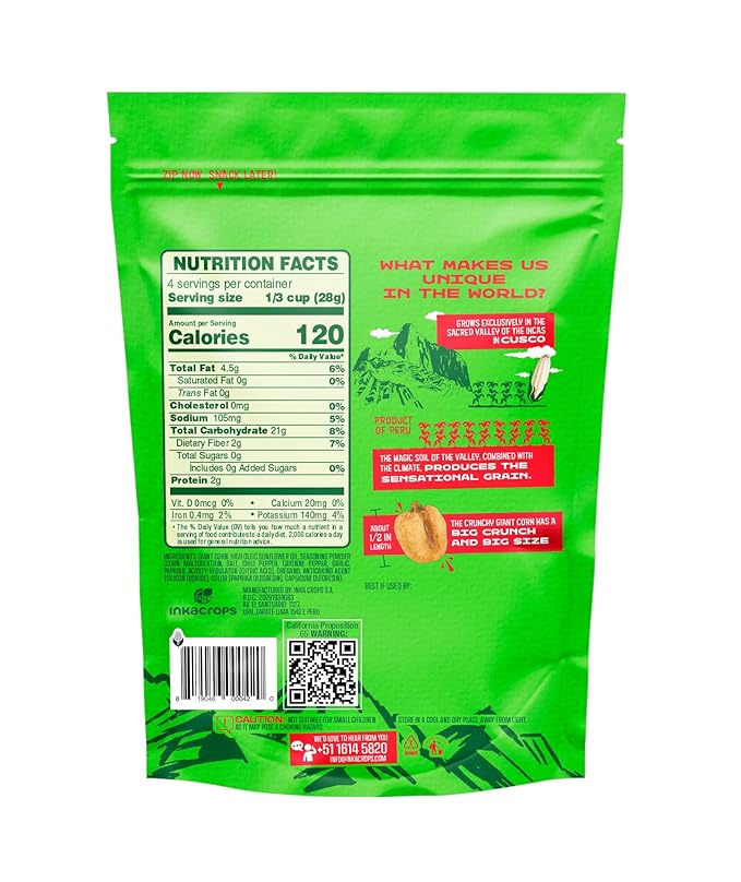 Inka Corn Giant Corn Chile Picante Doy Pack, 4 Ounce (Pack of 6)