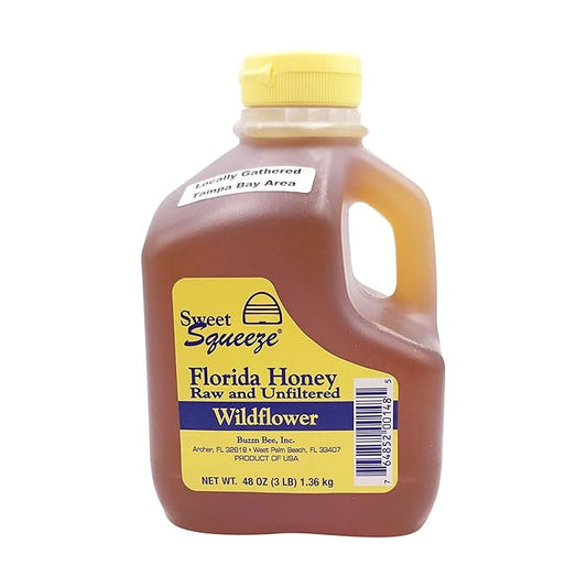 Buzzn Bee Raw Wildflower Honey - Unfiltered and Unpasteurized - 3 Pound