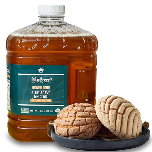 BLUE GREEN ORGANICS, Agave syrup, Gluten Free, Organic, Sweetener, teas, coffees, pancakes or any baked good, Family-friendly, Sugar substitute, Light, 176 Oz