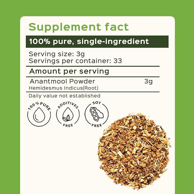 bixa BOTANICAL Sarsaparilla Root Powder (HEMIDESMUS INDICUS) - 100g(3.5 Oz) Pack of 1| Natural Blood Purifier & Cooling Agent |Anti Oxidant Herbal Supplement